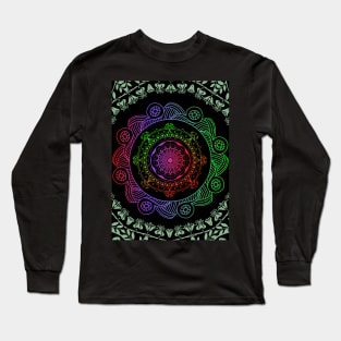 Black Green Red and Violet Mandala Graphic Hindi Art  Design Long Sleeve T-Shirt